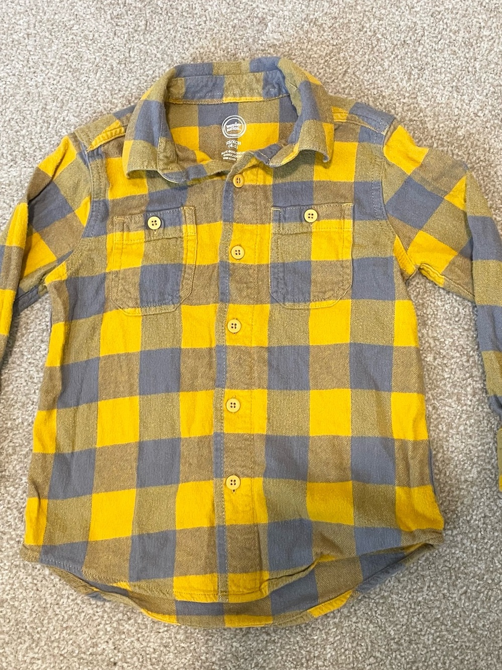 wonder nation Yellow and Gray Plaid Button-Down Shirt
